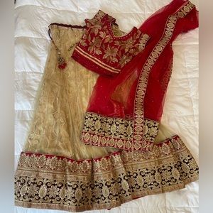 Indian Bridal Lehenga - Red and Gold, size 2